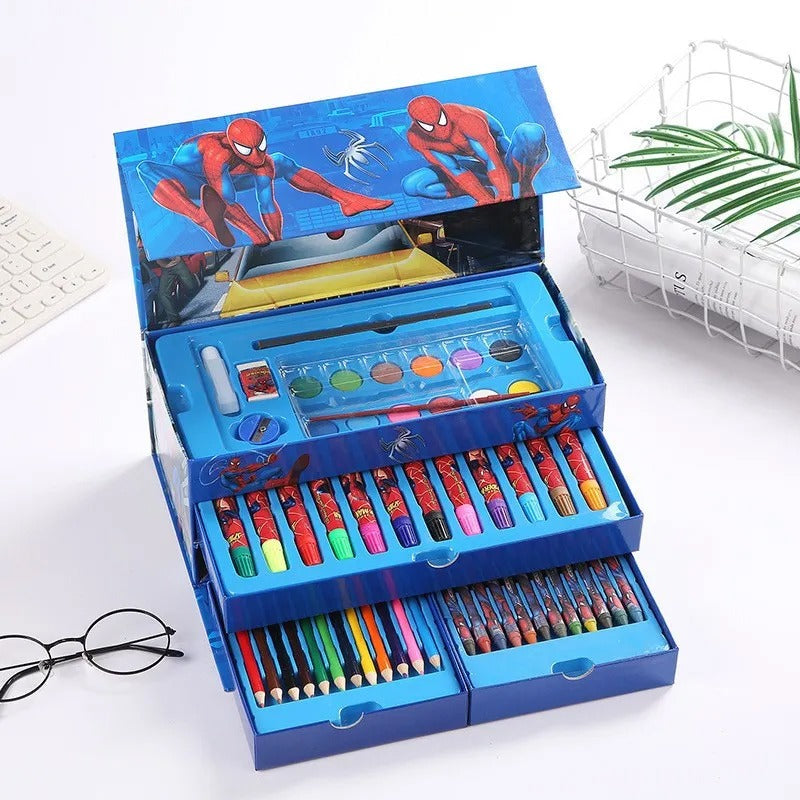 Multi Colour 54 Pieces Kids Art Artist Set In A Box With Drawers Pens Pencils Crayons Paints Providing