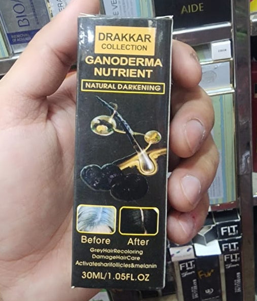 Anti-Greying Hair Spray | Drakkar Spray for Hair | Organic Ganoderma Inverted Essence for Grey Hair | Darkens Hair Naturally Without Damage - 30ML