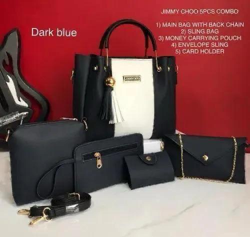 5-Piece Jimmy Choo Bag Combo | Main Bag, Sling, Pouch, Envelope Sling & Card Holder | Pink