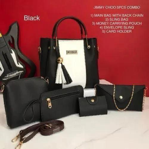 5-Piece Jimmy Choo Bag Combo | Main Bag, Sling, Pouch, Envelope Sling & Card Holder | Pink