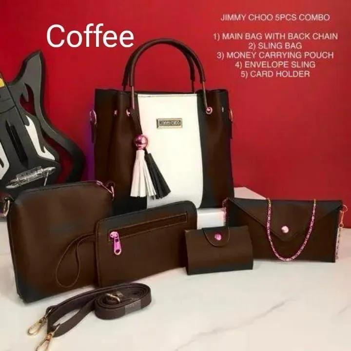5-Piece Jimmy Choo Bag Combo | Main Bag, Sling, Pouch, Envelope Sling & Card Holder | Pink