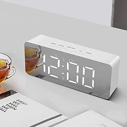 Digital LED Mirror Alarm Clock Modern Display With Time Temperature And Daily Use Convenience