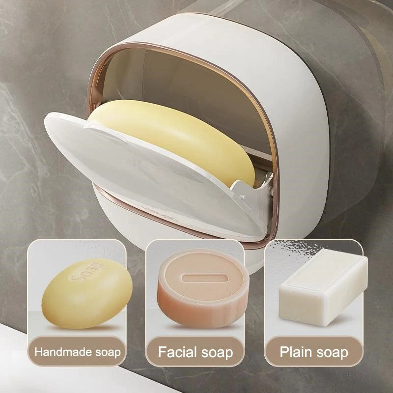 1PC Soap Box Wall Mounted Light Luxury Soap Holder Punch Free Drain