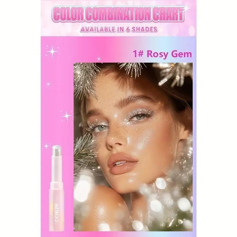 2 In 1 Jelly Shiny Shimmering Eyeshadow Stick | Long Lasting Glow Makeup Stick | Shades 6
