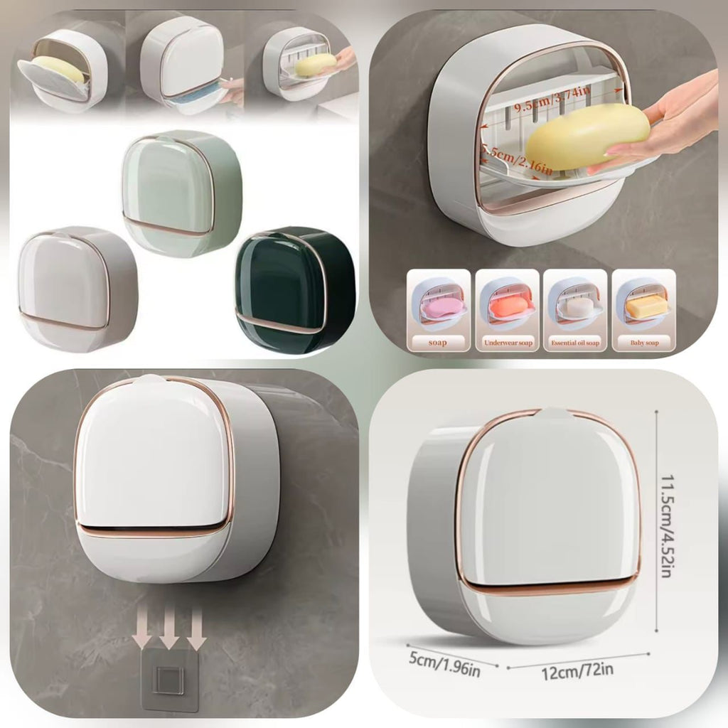 1PC Soap Box Wall Mounted Light Luxury Soap Holder Punch Free Drain