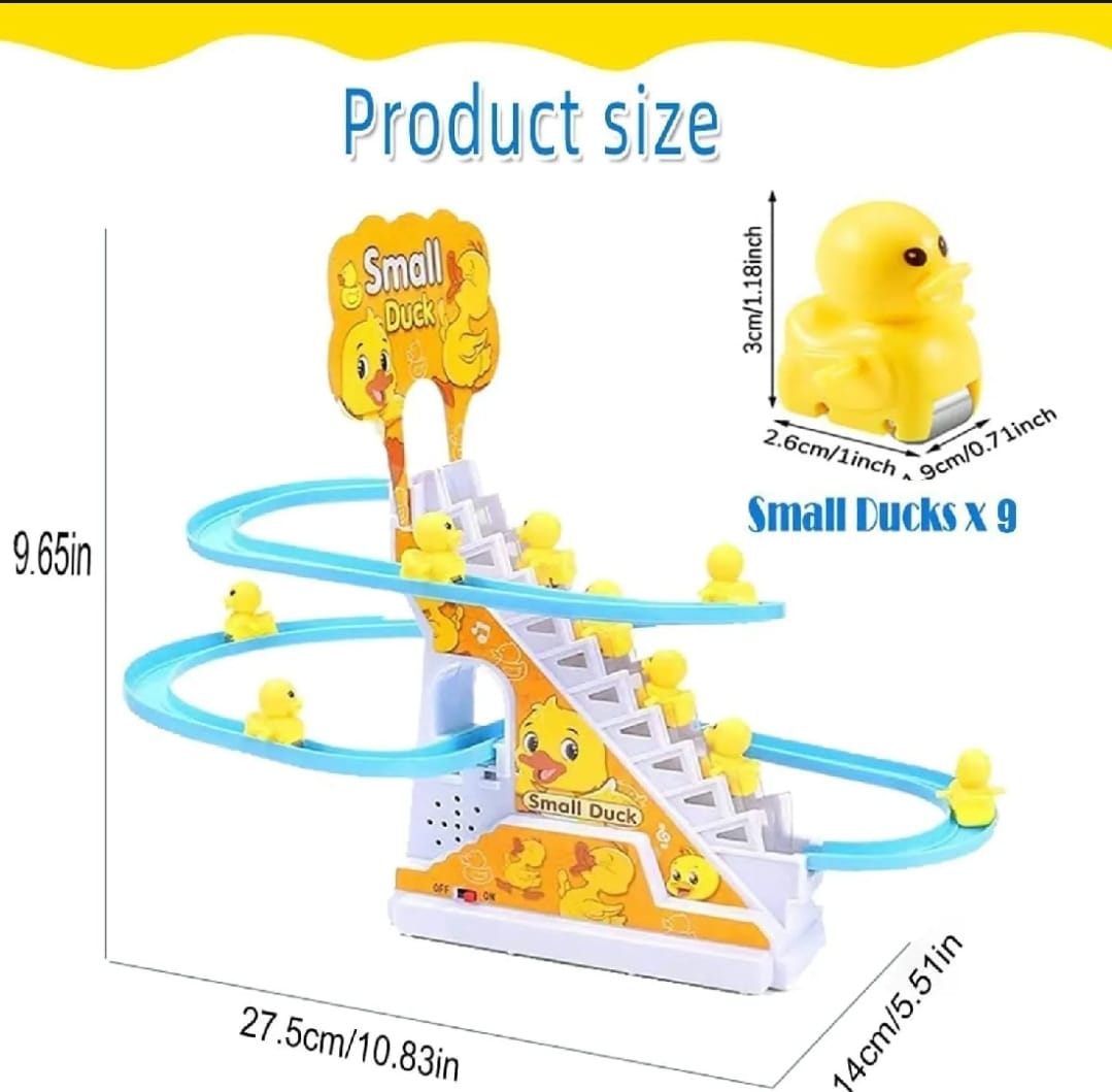 Duck Slide Toy Set, Funny Automatic Stair-Climbing Ducklings Cartoon Race Track Set Little Lovely Duck Slide Toy